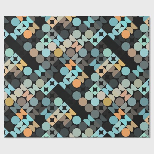 Chic Aqua Blue Rust Oranje Circles Art Patroon Cadeaupapier (Vlak)
