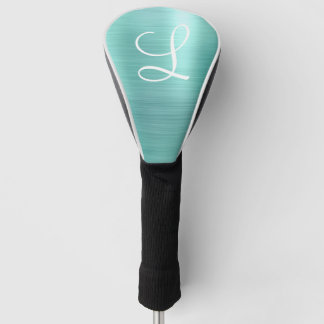 Chic Aqua Borhed Metal White Monogram Golfheadcover