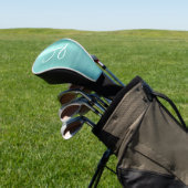 Chic Aqua Borhed Metal White Monogram Golfheadcover (Insitu)