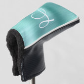 Chic Aqua Borhed Metal White Monogram Golfheadcover (3/4 voorkant)
