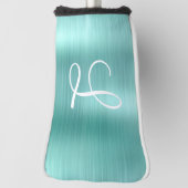 Chic Aqua Borhed Metal White Monogram Golfheadcover (Draai 90)