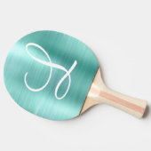 Chic Aqua Borhed Metal White Monogram Tafeltennisbatje (Zijkant)