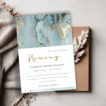 CHIC AQUA DUSKY BLUE GOLD AGATE SYMPATHY MEMORIAL