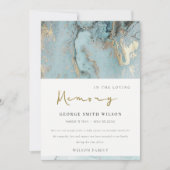 CHIC AQUA DUSKY BLUE GOLD AGATE SYMPATHY MEMORIAL BEDANKKAART (Voorkant)