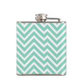 Chic Aqua Green Chevron en Oranje aangepast monogr Heupfles (Achterkant)