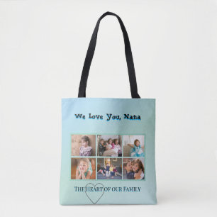 Chic Aqua Nana 6-foto familietas Tote Bag