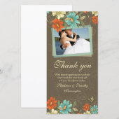  chic aqua oranje crème bruiloft bedankt (Voorkant / Achterkant)