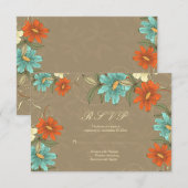  chic aqua oranje crème RSVP-kaart RSVP Kaartje (Voorkant / Achterkant)