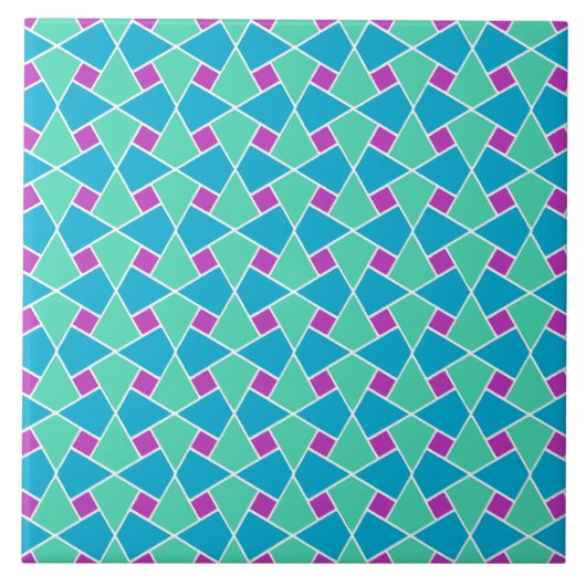 Chic Aqua Paars Turquoise Islamic Mosaic Pattern Tegeltje (Voorkant)