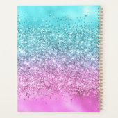 Chic Aqua Pink Unicorn Glitter glam monogram Planner (Achterkant)