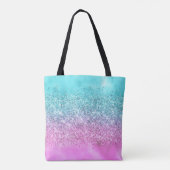 Chic Aqua Pink Unicorn Glitter glam monogram Tote Bag (Achterkant)