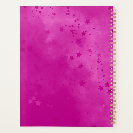 Chic aqua roze iridescent glitter monogram planner (Achterkant)