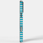 Chic Aqua Silver Stripes Monogram Case-Mate iPhone Case (Achterkant / Rechts)