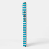 Chic Aqua Silver Stripes Monogram iPhone Hoesje (Linkerkant)