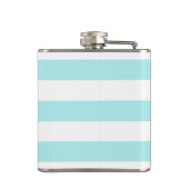 Chic Aqua Stripes Feminine Floral and Name Heupfles (Achterkant)