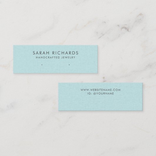 Chic Aqua Turquoise Blauwe Sieraden Oorbel Display Mini Visitekaartje (Voorkant / Achterkant)