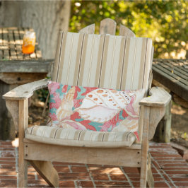 Chic Aqua Turquoise Coral Red Seashells Patroon Buitenkussen