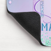 Chic aqua Unicorn Glitter verjaardagsmonogram Muismat (Hoek)