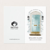 Chic Aqua Waterverf Voordeur Foto & Diensten Visitekaartje (Buitenkant ongevouwen)