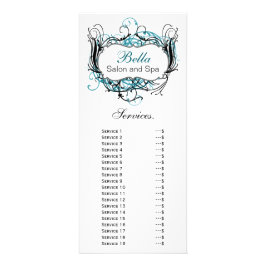 chic aqua, zwarte en witte servicerackkaart reclamekaart