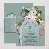 Chic Aquamarine Blauwgroen Eucalyptus Arch Kaart (Voorkant / Achterkant)