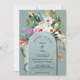 Chic Aquamarine Blauwgroen Eucalyptus Arch Kaart