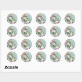 Chic Aquamarine Lush Waterverf Floral Ronde Sticker (Vel)