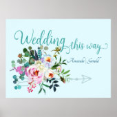 Chic Aquamarine Wedding This Way Arrow Sign Poster (Voorkant)