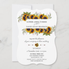 Chic Aquarel Zonnebloemen Lijst Hout Wedding Kaart