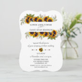 Chic Aquarel Zonnebloemen Lijst Hout Wedding Kaart (Staand voorkant)