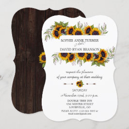 Chic Aquarel Zonnebloemen Lijst Hout Wedding Kaart