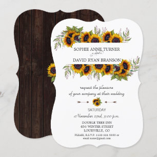 Chic Aquarel Zonnebloemen Lijst Hout Wedding Kaart