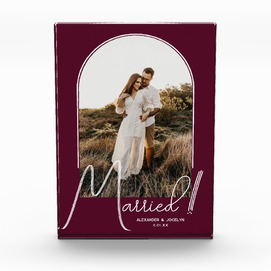 Chic Arch Burgundy Wedding Fotoblokken (Voorkant)