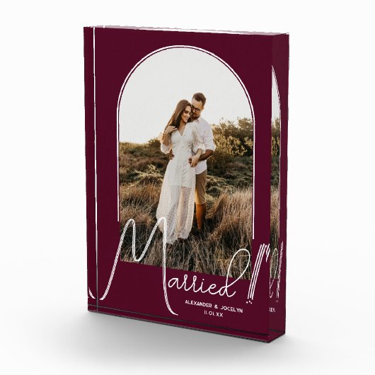 Chic Arch Burgundy Wedding Fotoblokken (Rechts)