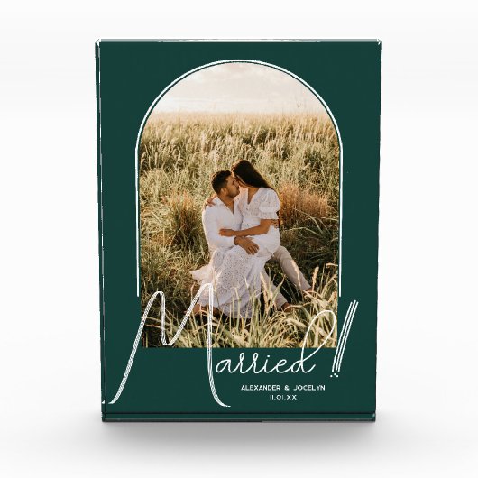 Chic Arch Emerald Green Wedding Fotoblokken (Voorkant)