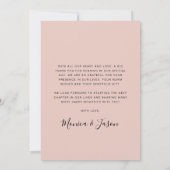 Chic Arch Foto Blush Roze Huwelijk Bedankkaart (Achterkant)