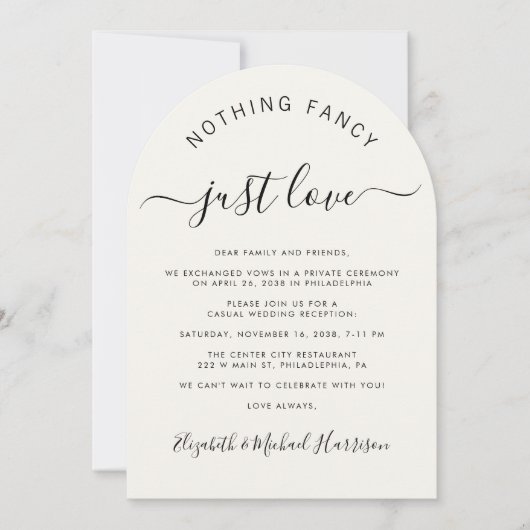 Chic Arch Foto QR Code Cream Huwelijksreceptie Kaart (Voorkant)