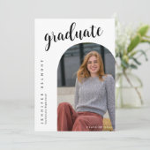 Chic Arch Foto Ze deed het Pet Tassel Afstuderen Kaart (Staand voorkant)