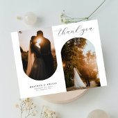 Chic Arch Fotocollage Minimale bruiloft Dank u Briefkaart