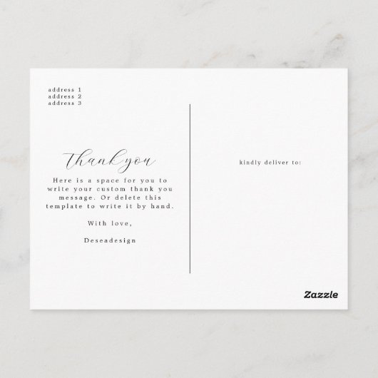 Chic Arch Fotocollage Minimale bruiloft Dank u Briefkaart (Achterkant)