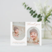 Chic Arch Fotocollage Minimalistische Baby Dank u Briefkaart (Staand voorkant)