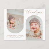 Chic Arch Fotocollage Minimalistische Baby Dank u Briefkaart (Voorkant)