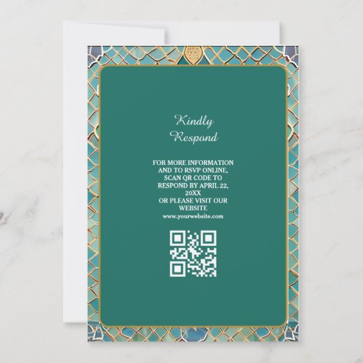 Chic Arch Islamitische bruiloft Nikah met QR-code Kaart (Achterkant)
