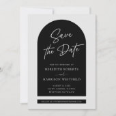 Chic Arch Lijst Modern Script Zwart Bruiloft Save The Date (Voorkant)