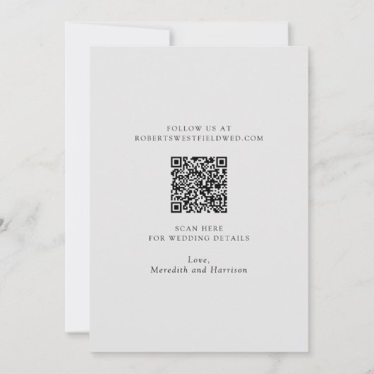 Chic Arch Lijst Modern Script Zwart Bruiloft Save The Date (Achterkant)