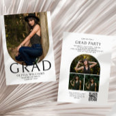 Chic Arch Photo Collage QR Code Graduation Party Kaart