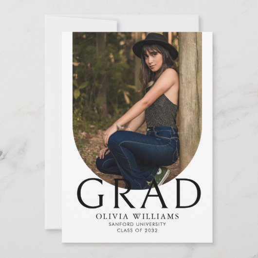 Chic Arch Photo Collage QR Code Graduation Party Kaart (Voorkant)