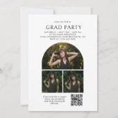 Chic Arch Photo Collage QR Code Graduation Party Kaart (Achterkant)
