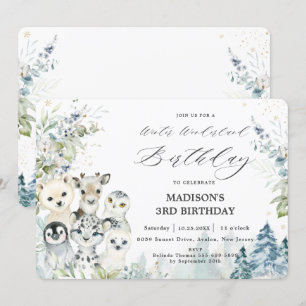 Chic Arcmals Winter Wonderland Birthday  Kaart