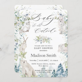 Chic Arctic Animals Winter Alpine Baby shower Kaart